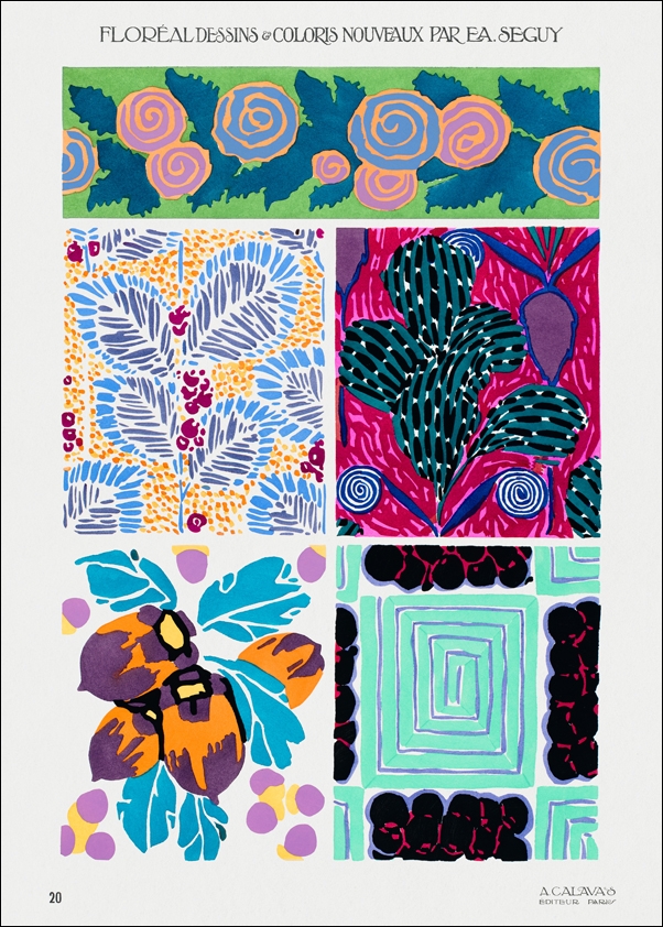 Art deco pattern, art nouveau painting, plate no. 20 from Floréal, E. A. Séguy -  plakat Wymiar do wyboru: 30x40 cm