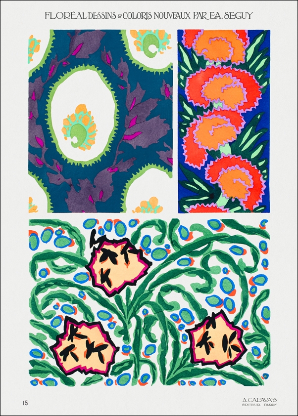 Vintage art deco & art nouveau pattern, plate no. 15 from Floréal, E. A. Séguy -  plakat Wymiar do wyboru: 70x100 cm