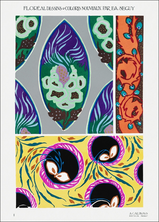 Vintage art deco & art nouveau pattern, plate no. 1 from Floréal, E. A. Séguy -  plakat Wymiar do wyboru: 40x50 cm