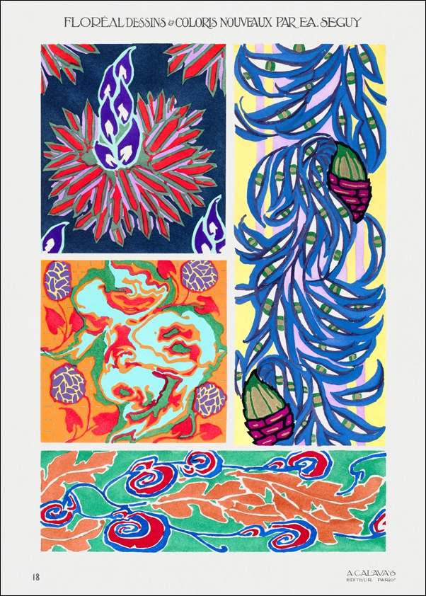 Vintage art deco & art nouveau pattern, plate no. 18 from Floréal, E. A. Séguy -  plakat Wymiar do wyboru: 70x100 cm