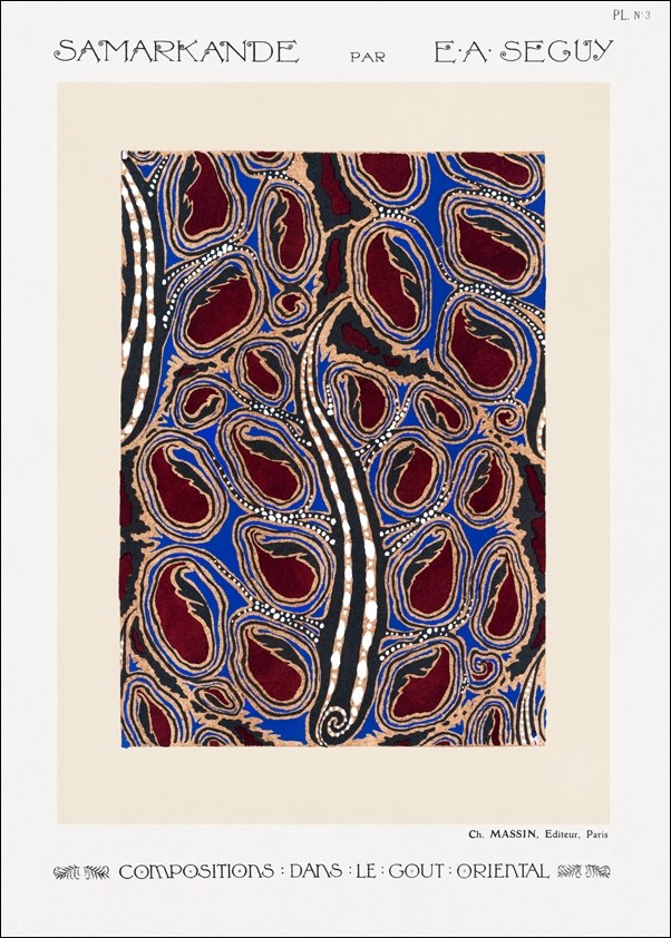 Botanical pochoir pattern in Art Deco oriental style, E. A. Séguy -  plakat Wymiar do wyboru: 61x91,5 cm