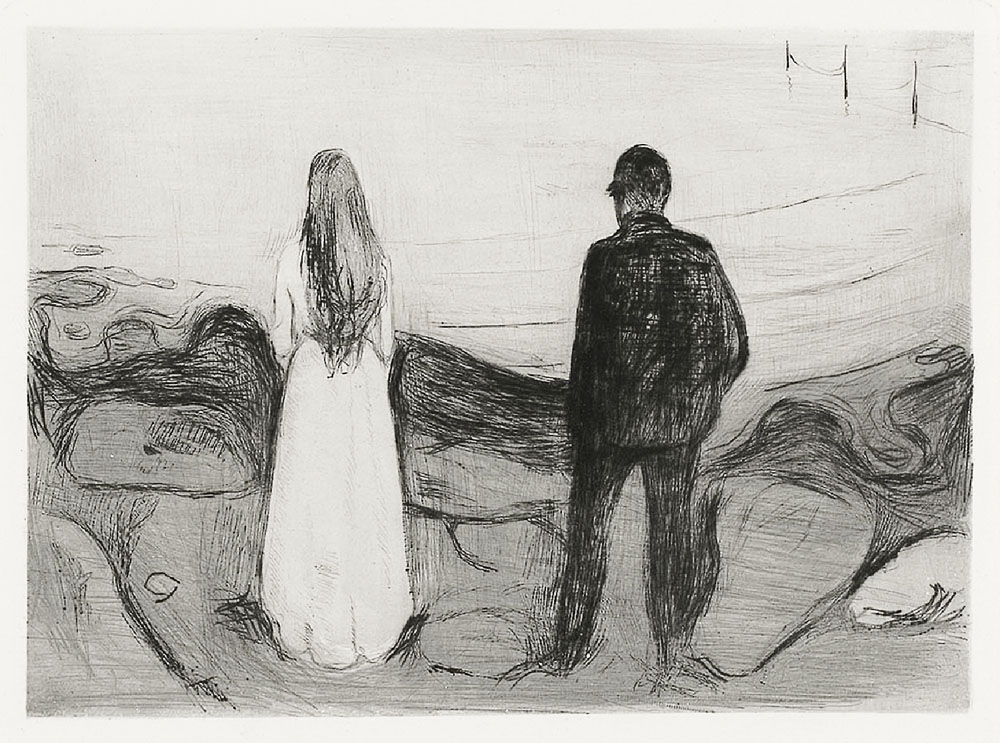 Two Human Beings. The Lonely Ones (1894), Edvard Munch -  plakat Wymiar do wyboru: 50x70 cm