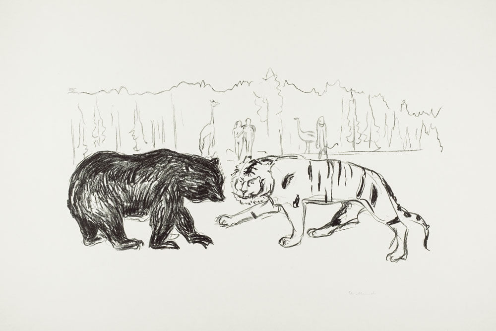The Tiger and the Bear (ca. 1908–1909), Edvard Munch -  plakat Wymiar do wyboru: 29,7x42 cm