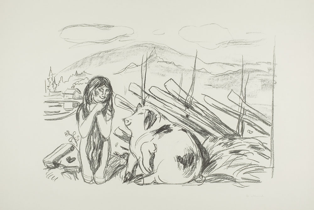 Omega and the Pig (ca. 1908–1909), Edvard Munch -  plakat Wymiar do wyboru: 50x70 cm