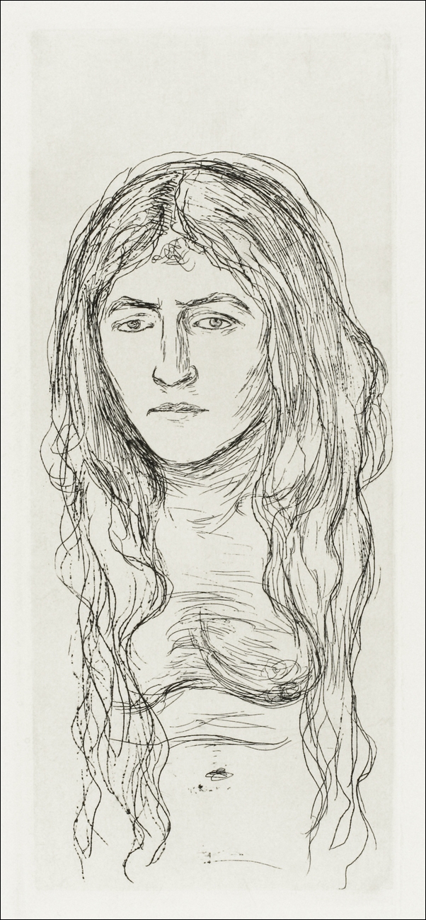 Woman with Long Hair (1896), Edvard Munch -  plakat Wymiar do wyboru: 61x91,5 cm