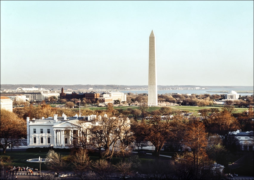 The White House, Washington Monument, and Jefferson Memorial, Carol Highsmith - plakat 50x40 cm
