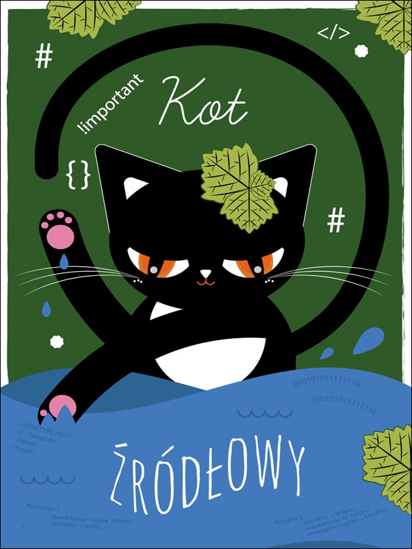 Kot Źródłowy zielony - plakat Wymiar do wyboru: 61x91,5 cm