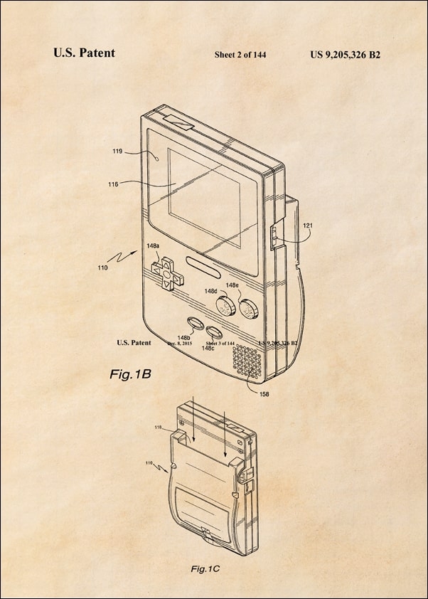 Patent, Konsola Przenosna Gameboy - plakat Wymiar do wyboru: 50x70 cm