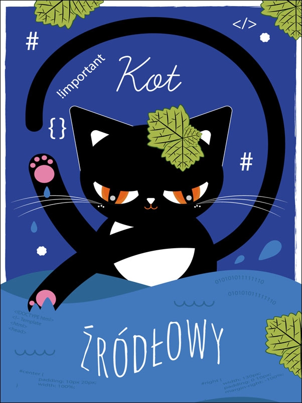 Kot Źródłowy niebieski - plakat Wymiar do wyboru: 59,4x84,1 cm