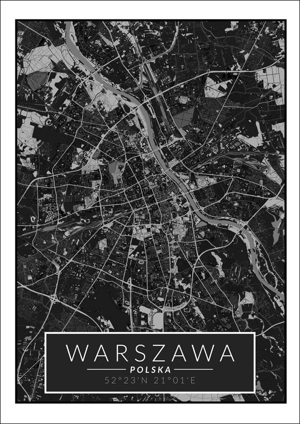 Galeria Plakatu, Plakat, Warszawa mapa dark, 20x30 cm