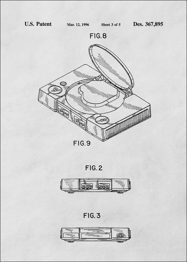 Patent, Konsola PlayStation 1996 - plakat Wymiar do wyboru: 30x40 cm