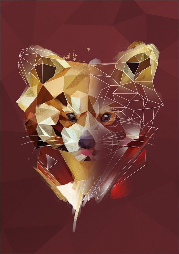 Panda Czerwona tło - plakat Wymiar do wyboru: 50x70 cm