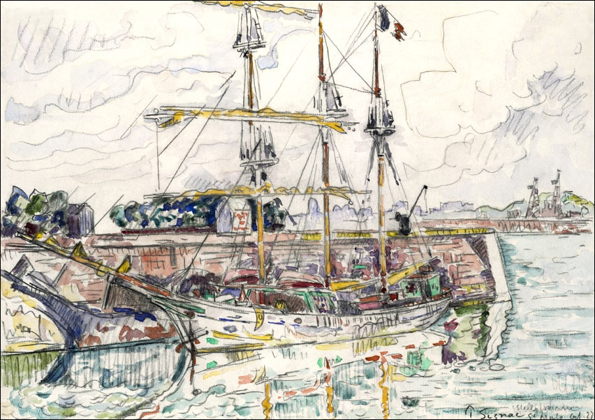 Docks at Saint Malo, Paul Signac - plakat 70x50 cm