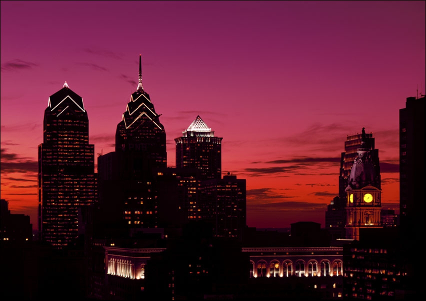 Skyline of Philadelphia., Carol Highsmith - plakat 70x50 cm