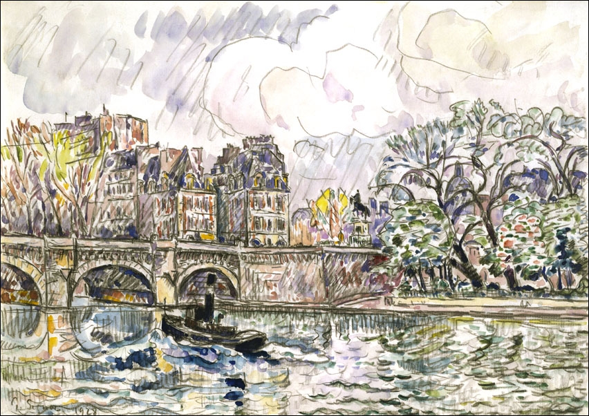 Paris: Le Place Dauphine, Paul Signac - plakat 60x40 cm