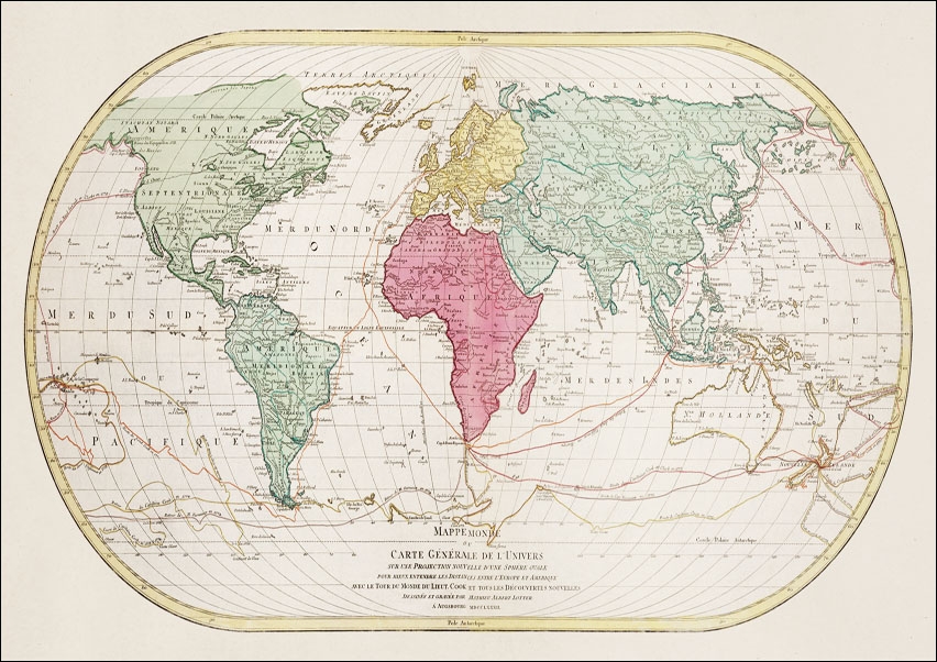 Mappe Monde ou Carte générale de l’Univers, Albert Lotter - plakat 91,5x61 cm