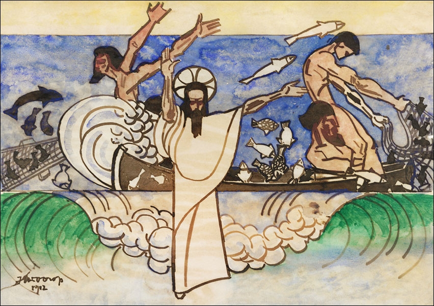 The Miraculous Catch of Fish, Jan Toorop - plakat 60x40 cm