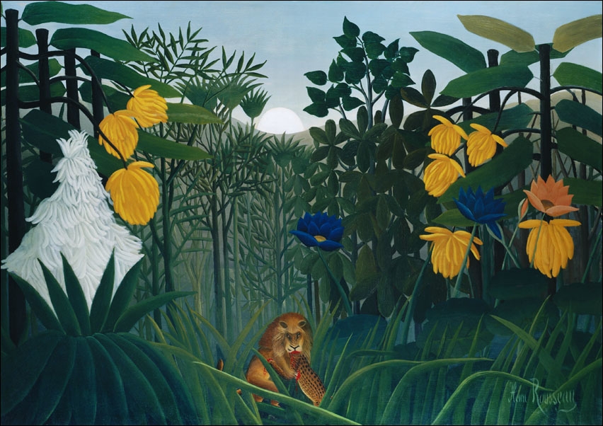 The Repast of the Lion, Henri Rousseau - plakat 100x70 cm