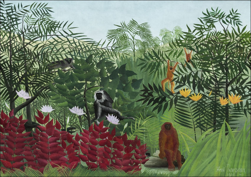 Tropical Forest with Monkeys, Henri Rousseau - plakat 70x50 cm