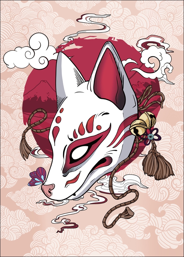 Kitsune - plakat Wymiar do wyboru: 50x70 cm