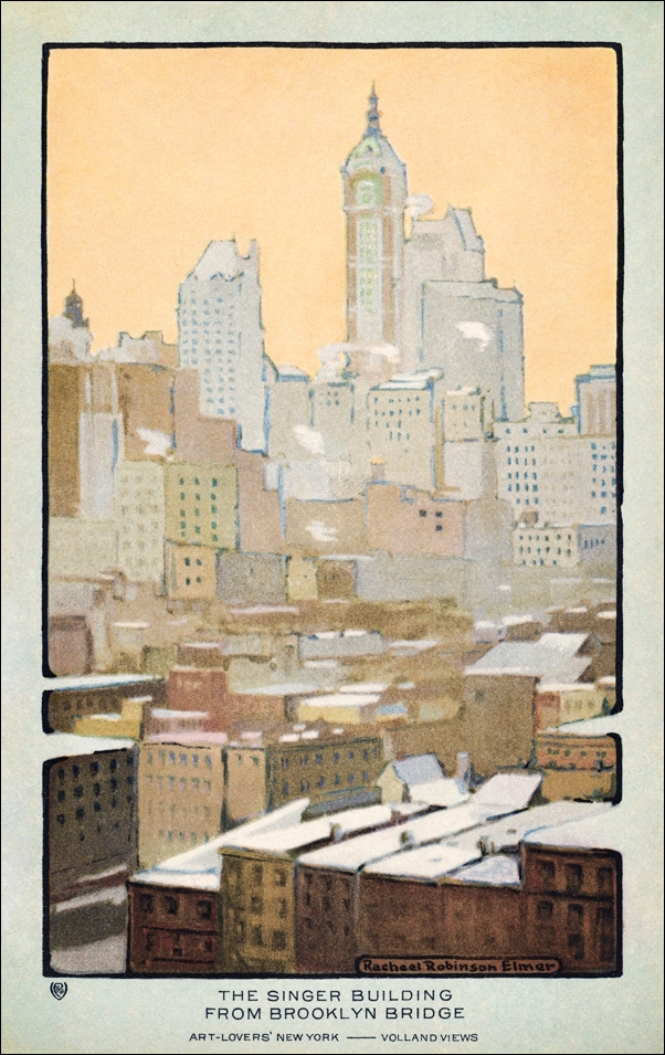 The Singer Building from Brooklyn Bridge, Rachael Robinson Elmer - plakat 29,7x42 cm