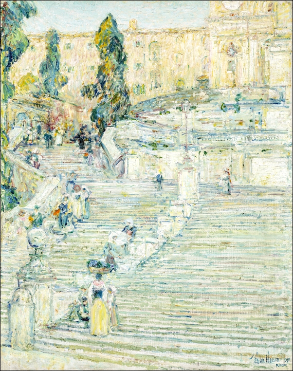 The Spanish Stairs, Rome, Frederick Childe Hassam - plakat 40x50 cm