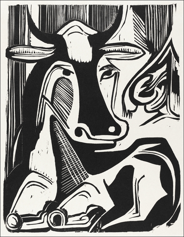 The Large Cow Lying Down, Ernst Ludwig Kirchner - plakat 61x91,5 cm