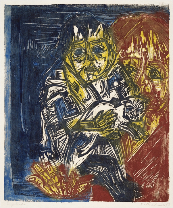 Woman with a Child and a Cat, Ernst Ludwig Kirchner - plakat 60x80 cm