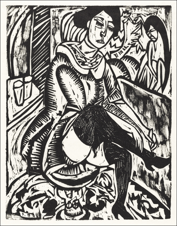 Woman Tying Her Shoe, Ernst Ludwig Kirchner - plakat 42x59,4 cm
