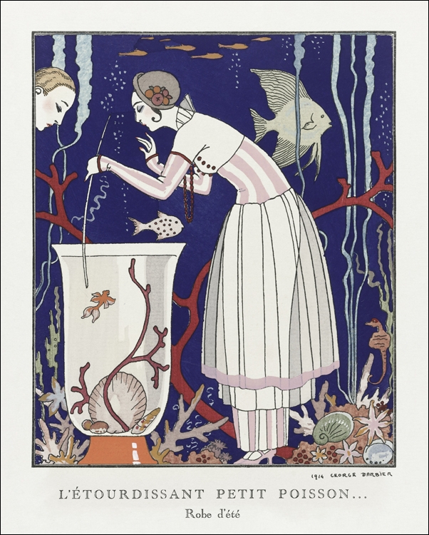 Costumes Parisiens, no.21: Robe de drap blanc from Journal des Dames et des Modes, George Barbier - plakat 61x91,5 cm