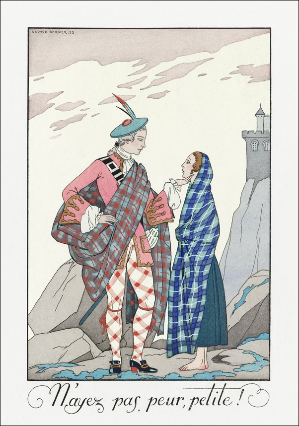 Mme Ida Rubinstein dans la dame aux camélias / Robe, de Worth from Gazette du Bon Ton. Art- Modes & Frivolités No. 5, George Barbier - plakat 61x9