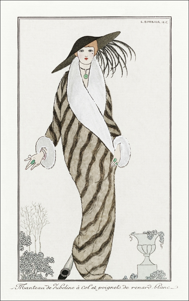 Eros / Robe et manteau, pour le soir, de Worth from Gazette du Bon Ton No. 9, George Barbier - plakat 21x29,7 cm