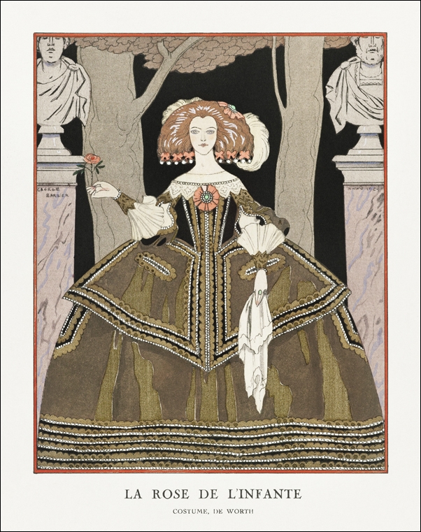 La rose de l’infante: Costume, de Worth from Gazette du Bon Ton., George Barbier - plakat 21x29,7 cm