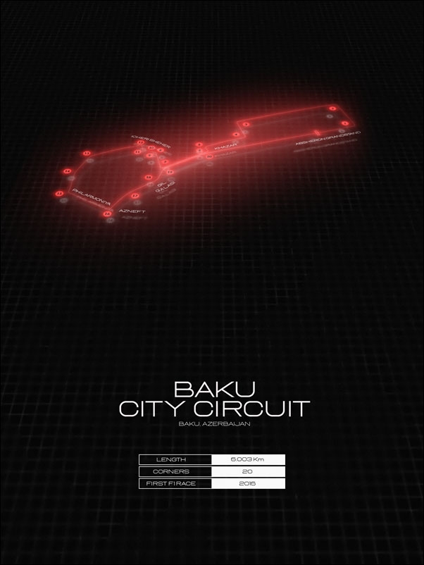 Red bull ring, Baku, black - plakat Wymiar do wyboru: 30x40 cm