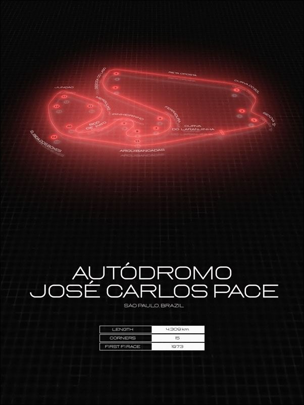 Red bull ring, Interlagos, black - plakat Wymiar do wyboru: 29,7x42 cm