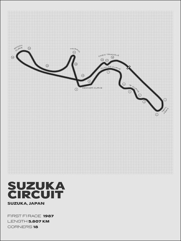 Red bull ring, Japonia, gray - plakat Wymiar do wyboru: 42x59,4 cm
