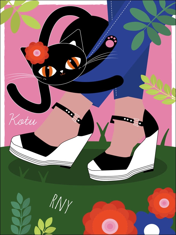 KOTUrny rozowe - plakat Wymiar do wyboru: 29,7x42 cm