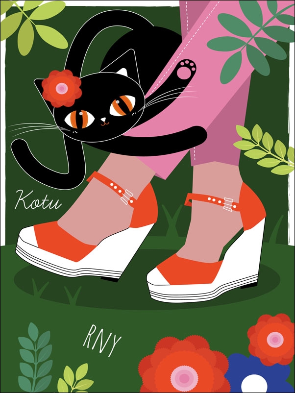 KOTUrny zielone - plakat Wymiar do wyboru: 30x40 cm