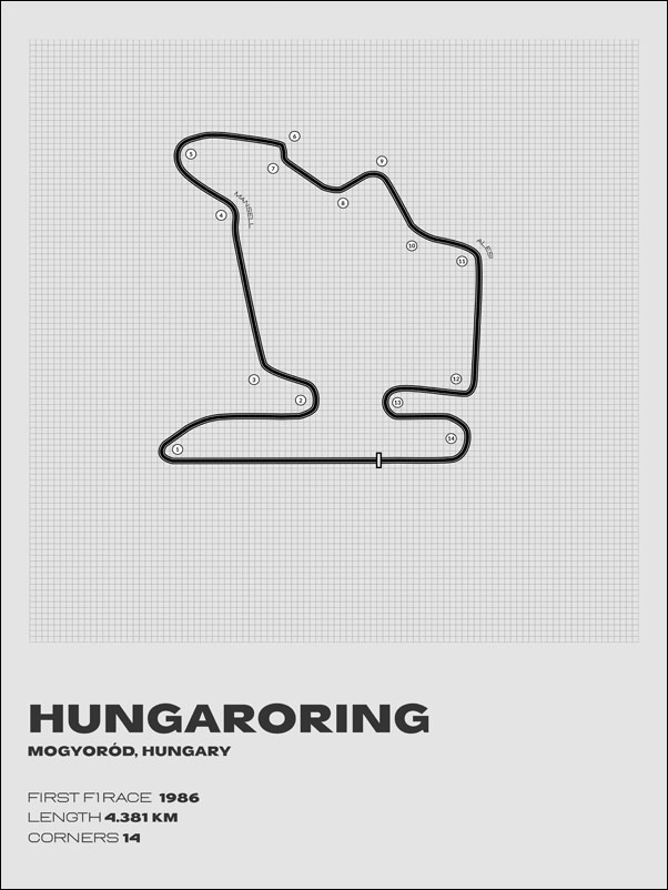 Red bull ring, Węgry, gray - plakat Wymiar do wyboru: 59,4x84,1 cm