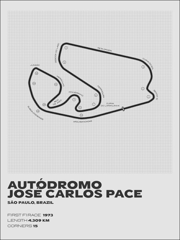 Red bull ring, Interlagos, gray - plakat Wymiar do wyboru: 70x100 cm