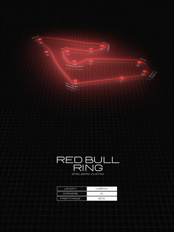 Red bull ring, Austria, black - plakat Wymiar do wyboru: 40x60 cm
