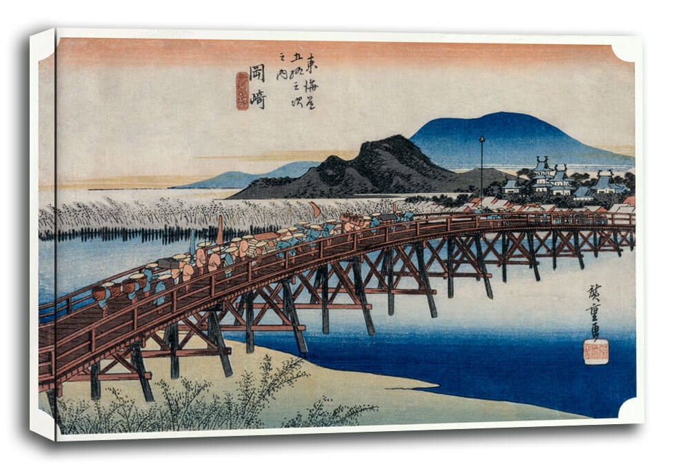 Zdjęcia - Obraz Bridge Yahagi  at Okazaki, Hiroshige -  na płótnie Wymiar do wyboru: 5 
