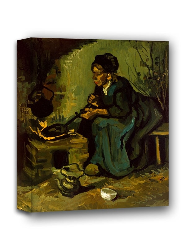 Zdjęcia - Obraz Vincent Peasant Woman Cooking by a Fireplace,  van Gogh -  na płótnie 