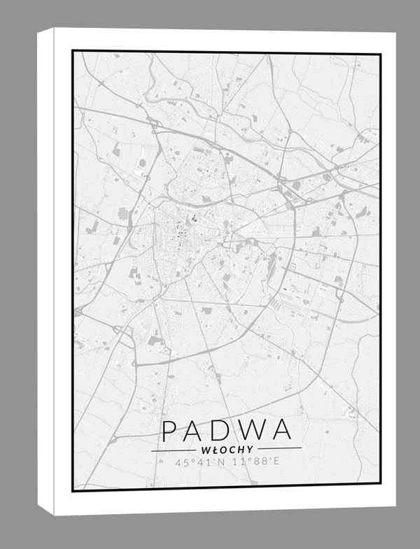 Padwa, Włochy mapa czarno biała - obraz na płótnie Wymiar do wyboru: 50x70 cm