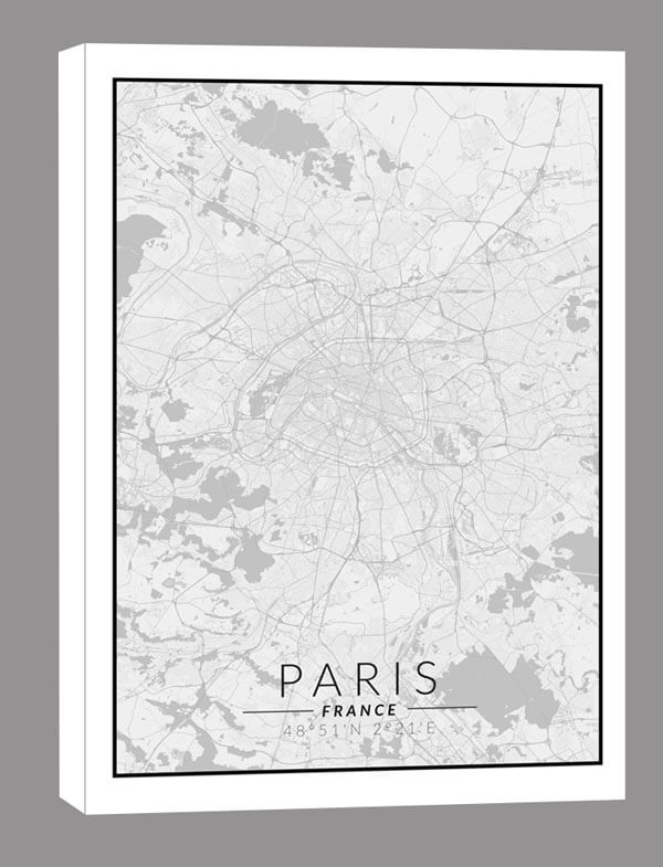 Paris mapa czarno biała - obraz na płótnie Wymiar do wyboru: 70x100 cm