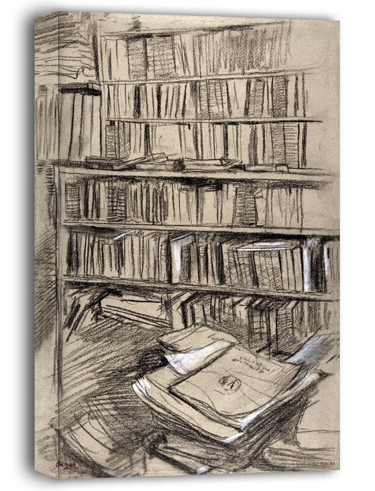 Bookshelves, Study for Edmond Duranty, Edgar Degas - obraz na płótnie Wymiar do wyboru: 90x120 cm