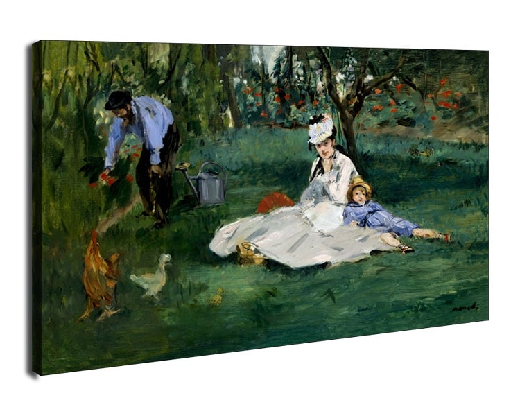 The Monet Family in Their Garden at Argenteuil, Edouard Manet - obraz na płótnie Wymiar do wyboru: 90x60 cm