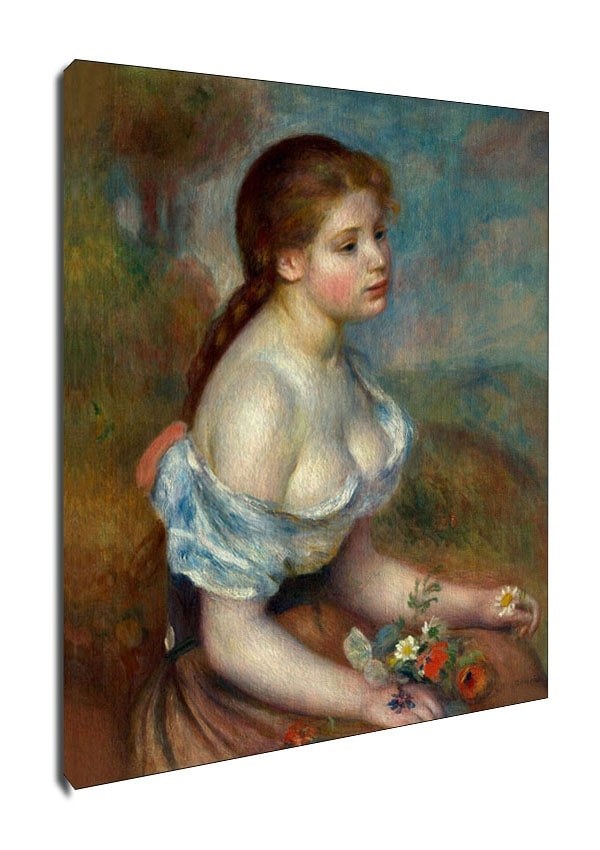 A Young Girl with Daisies, Auguste Renoir - obraz na płótnie Wymiar do wyboru: 40x50 cm