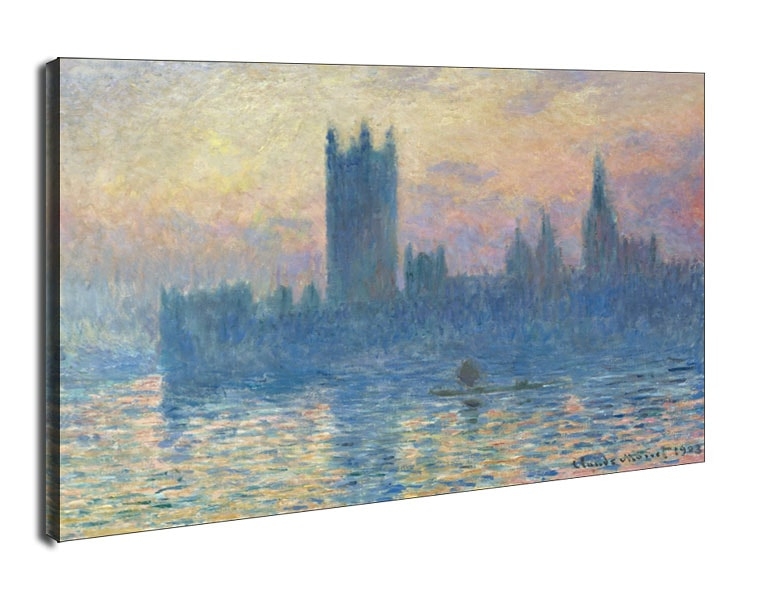 Budynek Parlamentu w Londynie o Zachodzie Słońca, Claude Monet - obraz na płótnie Wymiar do wyboru: 70x50 cm