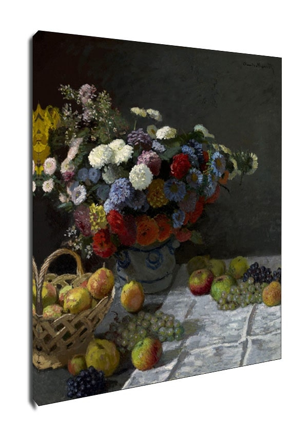 Martwa Natura z Kwiatami i Owocem, Claude Monet - obraz na płótnie Wymiar do wyboru: 40x60 cm